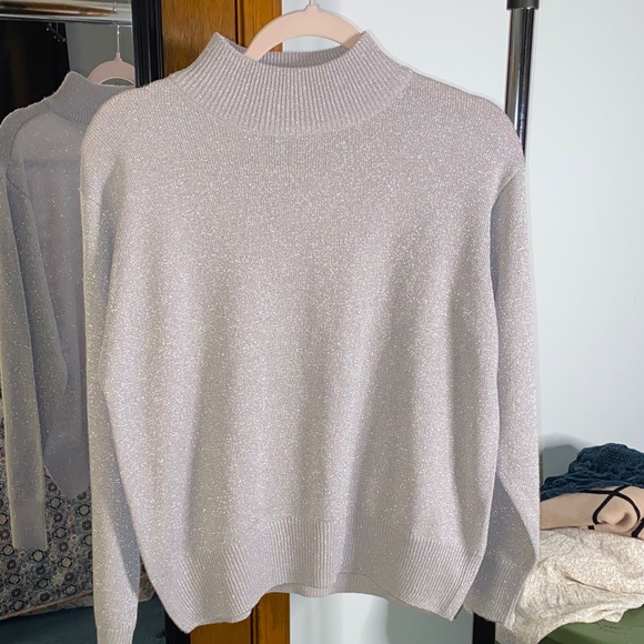 Dress Barn Sweaters - Dress Barn Shimmering Silver Turtleneck Sweater